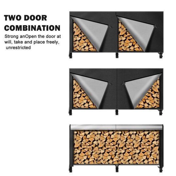 8 Feet Firewood Log Rack Cover Heavy Duty Outdoor Waterproof Dust Sun Protector - Picture 4 of 6